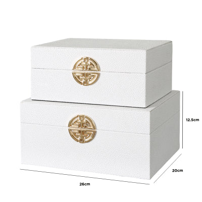 Orange & Gold Faux Leather Boxes Set of 2
